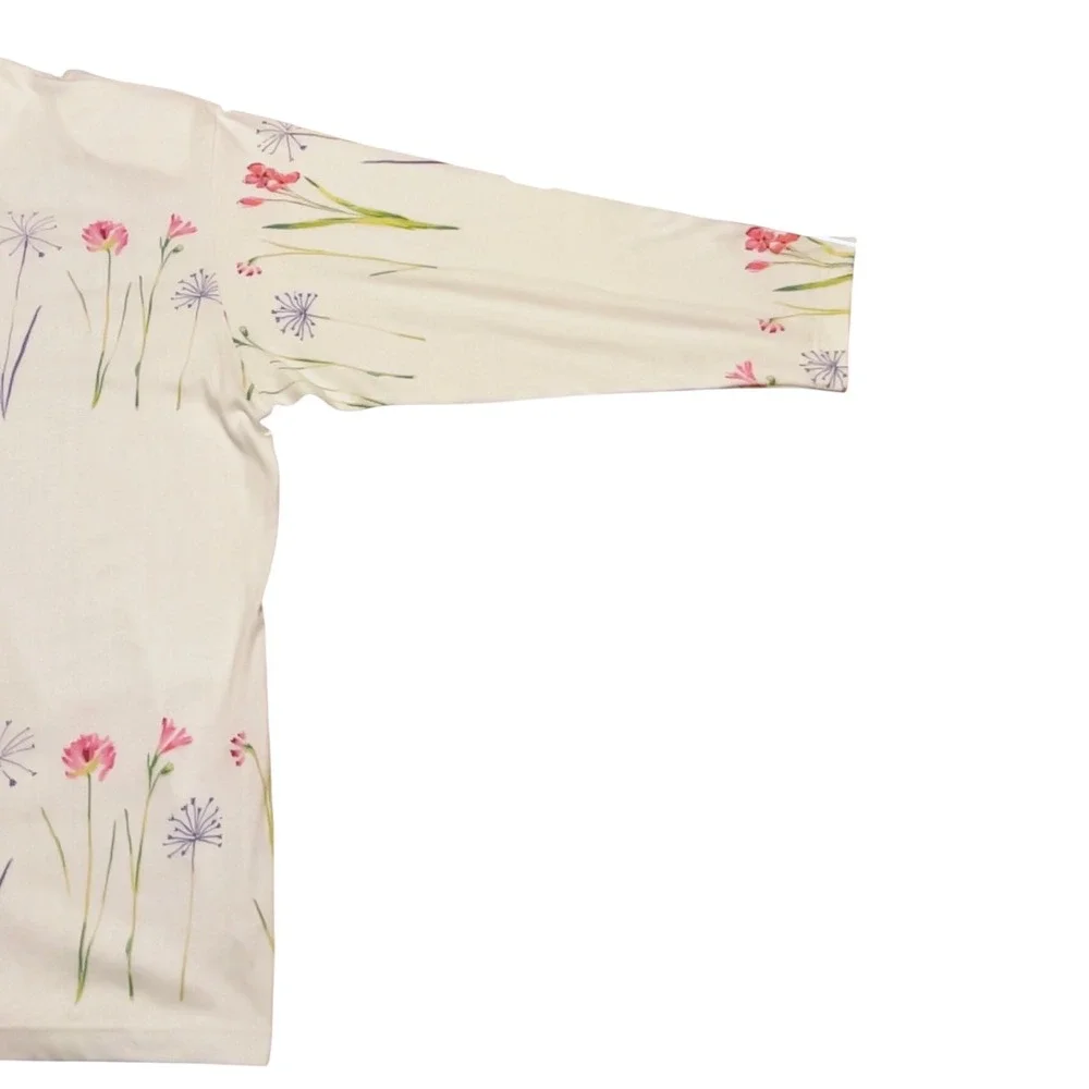 Vintage Cardigan Wms 4X White Floral Button Front  Cottagecore NWT